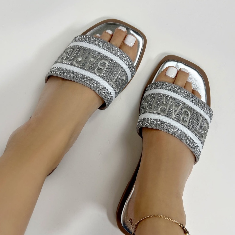 Stylish Silver and White Women's Sandals